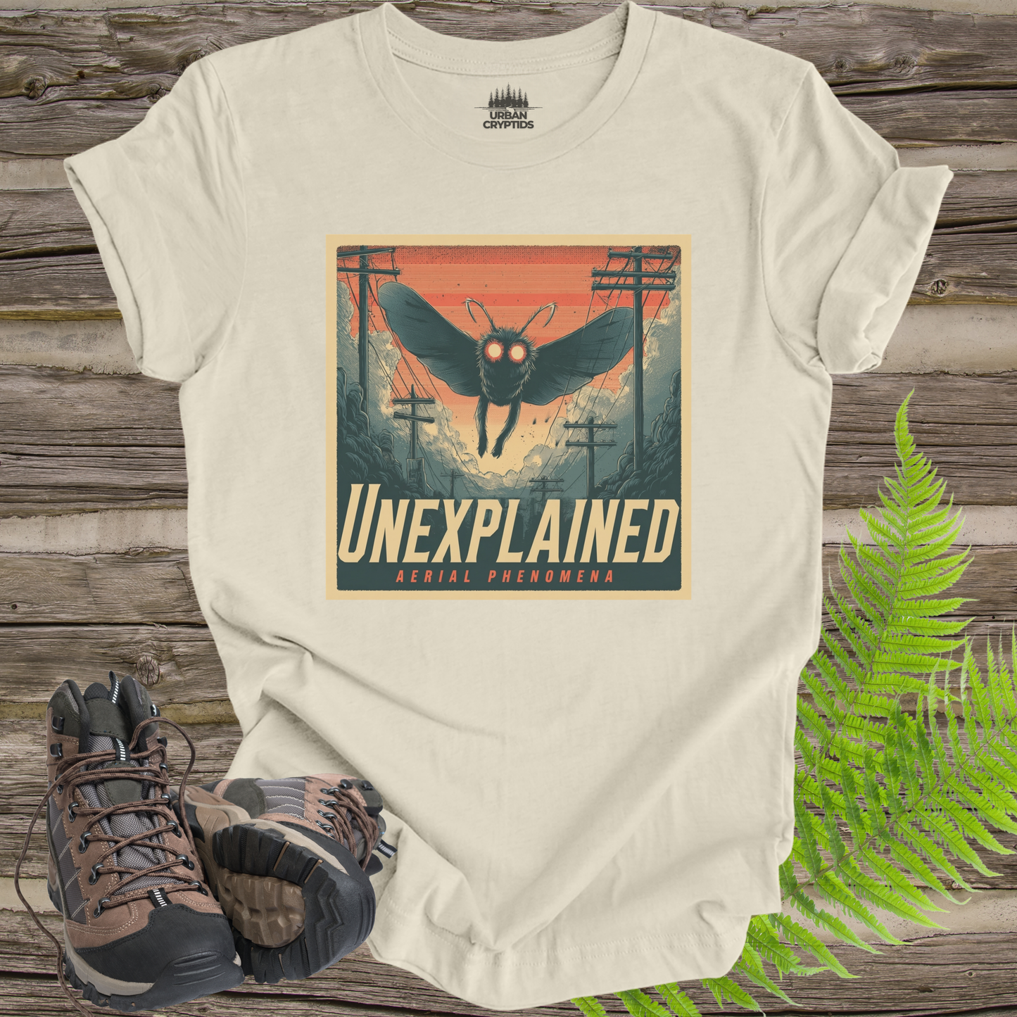 Unexplained Aerial Phenomena Mothman Cryptid Vintage Poster T-Shirt