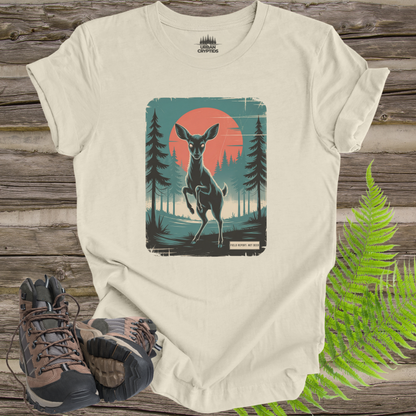 Not Deer Forest Encounter T-Shirt – Vintage Cryptid Wilderness Poster Tee