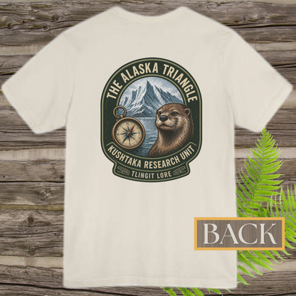 Alaska Triangle Kushtaka Research Unit T-Shirt | Tlingit Lore Cryptid Back Print Tee