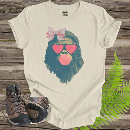 Bubblegum Sasquatch Bow Tee – Cute Bigfoot Valentine Shirt