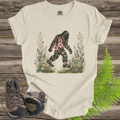 Wildflower Wanderer Bigfoot T-Shirt | Floral Sasquatch Nature Tee