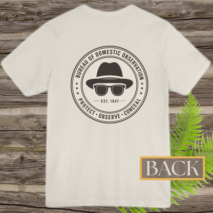 Bureau of Domestic Observation Front & Back Tee | Men in Black Inspired Paranormal Shirt