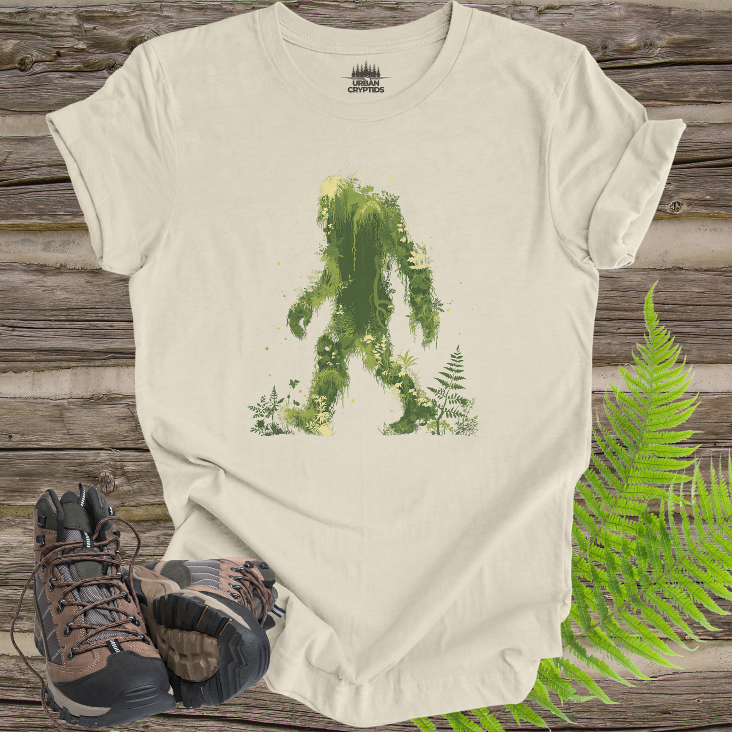 Mossy Bigfoot Forest Silhouette Sasquatch Nature T-Shirt