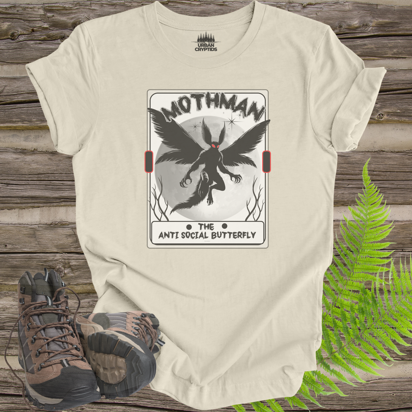 Mothman Tarot Shirt – The Anti Social Butterfly – Cryptid Tarot Card Graphic Tee