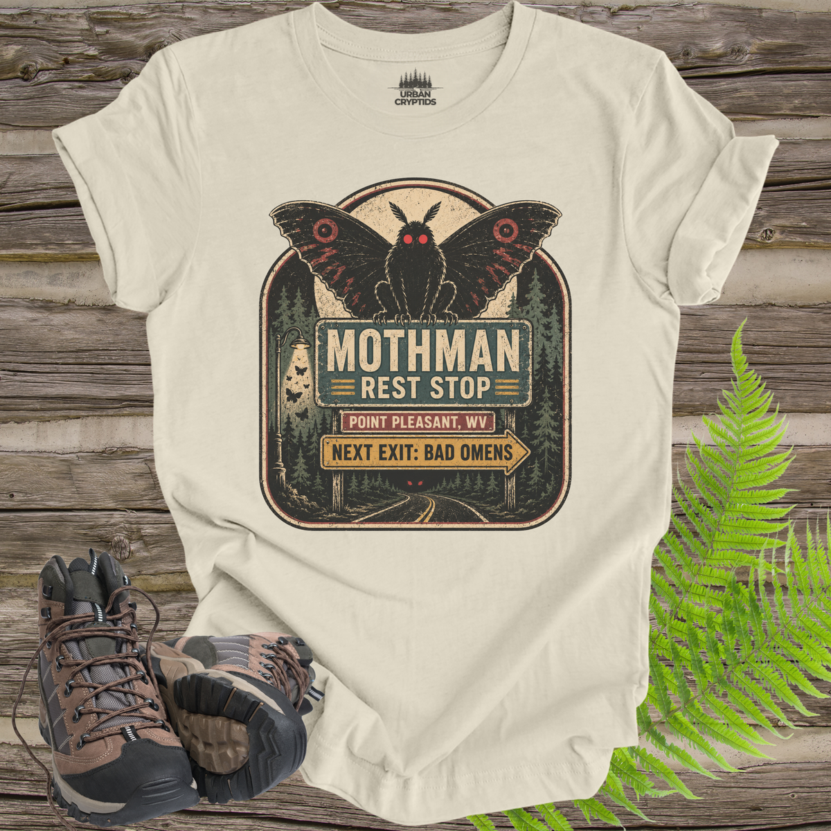 Mothman Rest Stop T-Shirt – Vintage Point Pleasant Cryptid Tee