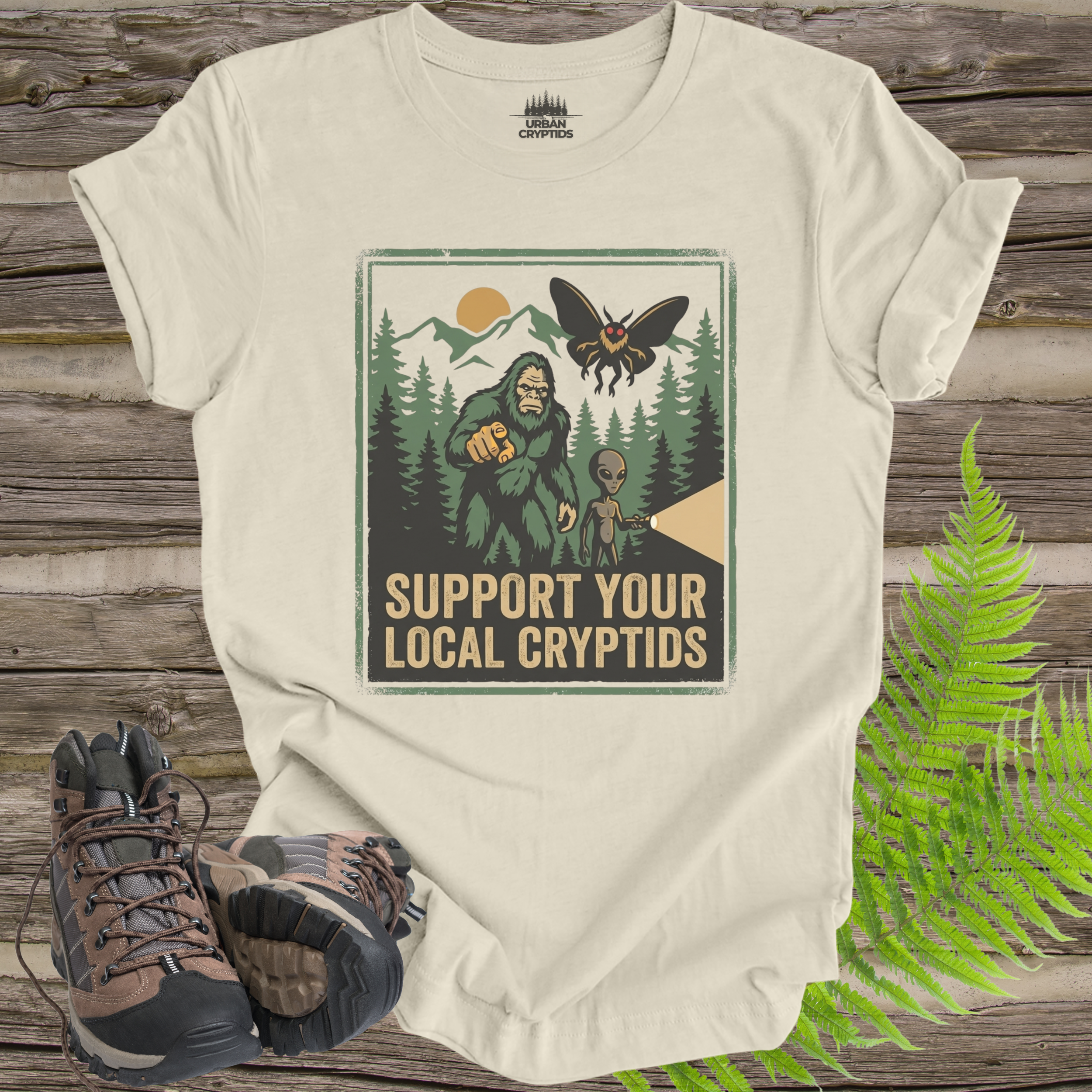 Support Your Local Cryptids Bigfoot Mothman Alien Funny Cryptid T-Shir ...