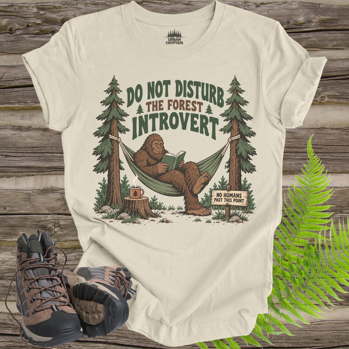 Do Not Disturb the Forest Introvert T-Shirt – Funny Bigfoot Reading Graphic Tee