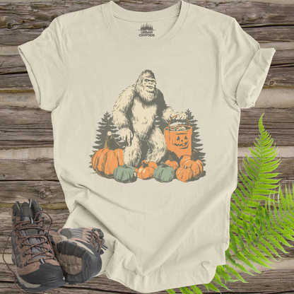 Halloween Bigfoot T-Shirt | Trick-or-Treat Sasquatch Pumpkin Tee