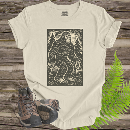 Vintage Bigfoot T-Shirt | Woodcut Sasquatch Cryptid Tee