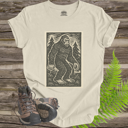 Vintage Bigfoot T-Shirt | Woodcut Sasquatch Cryptid Tee