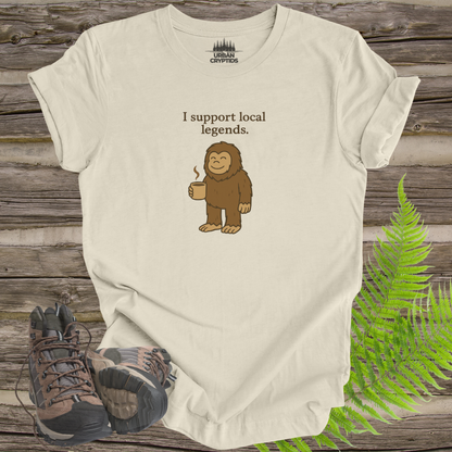 “I Support Local Legends” Bigfoot Tee – Funny Sasquatch Shirt for Cryptid Fans