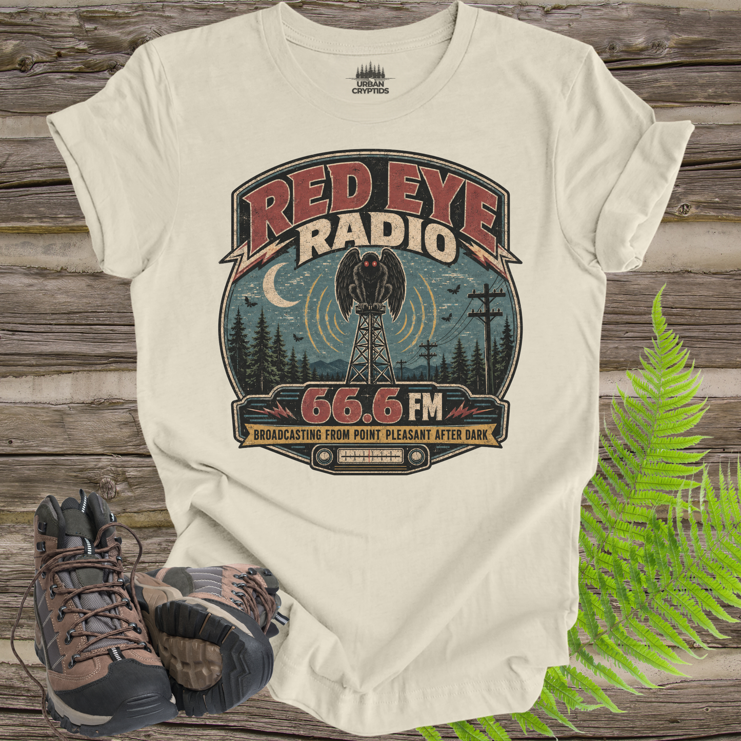 Red Eye Radio Mothman T-Shirt – Vintage Point Pleasant Cryptid Tee