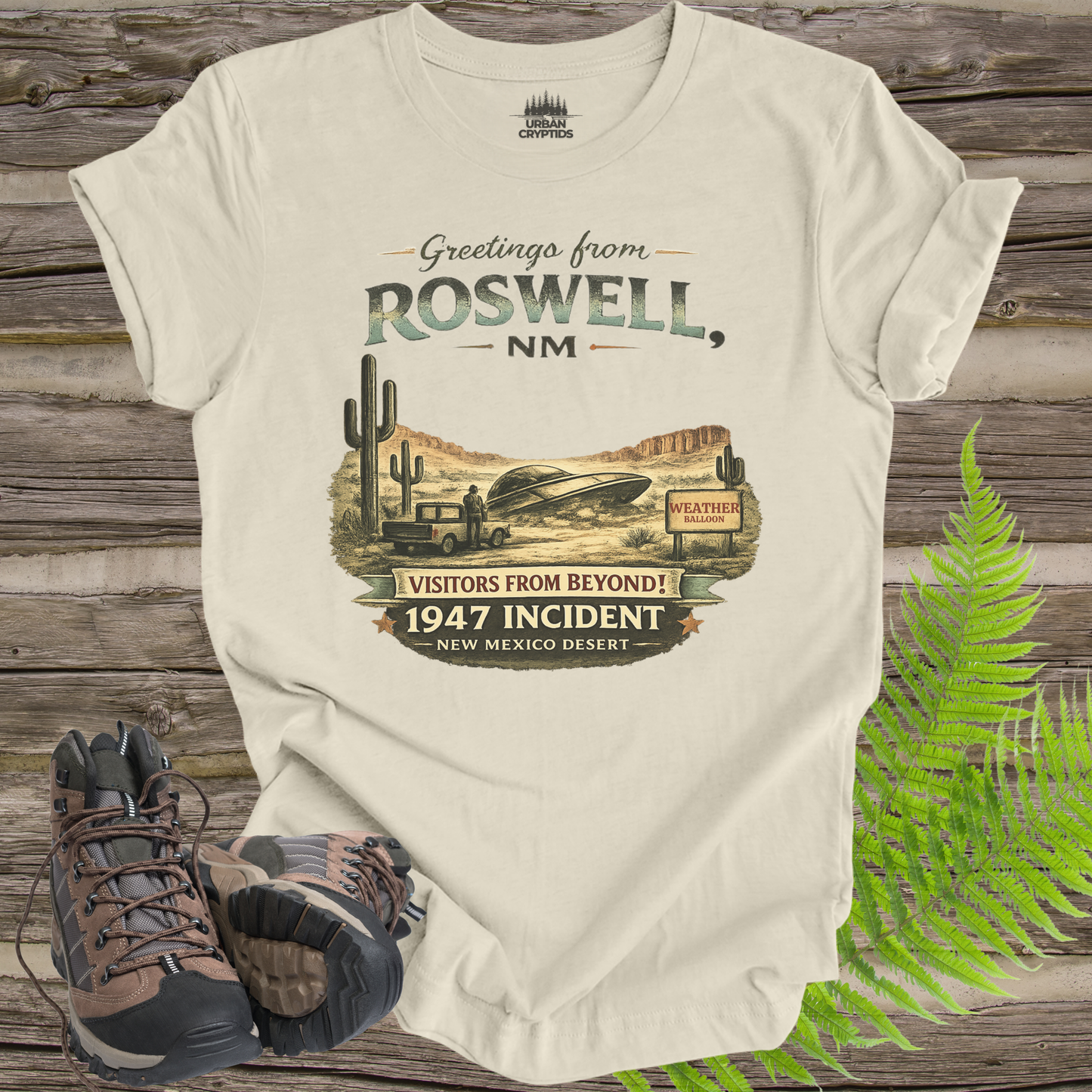 Greetings from Roswell NM T-Shirt – 1947 Incident Vintage UFO Souvenir Tee