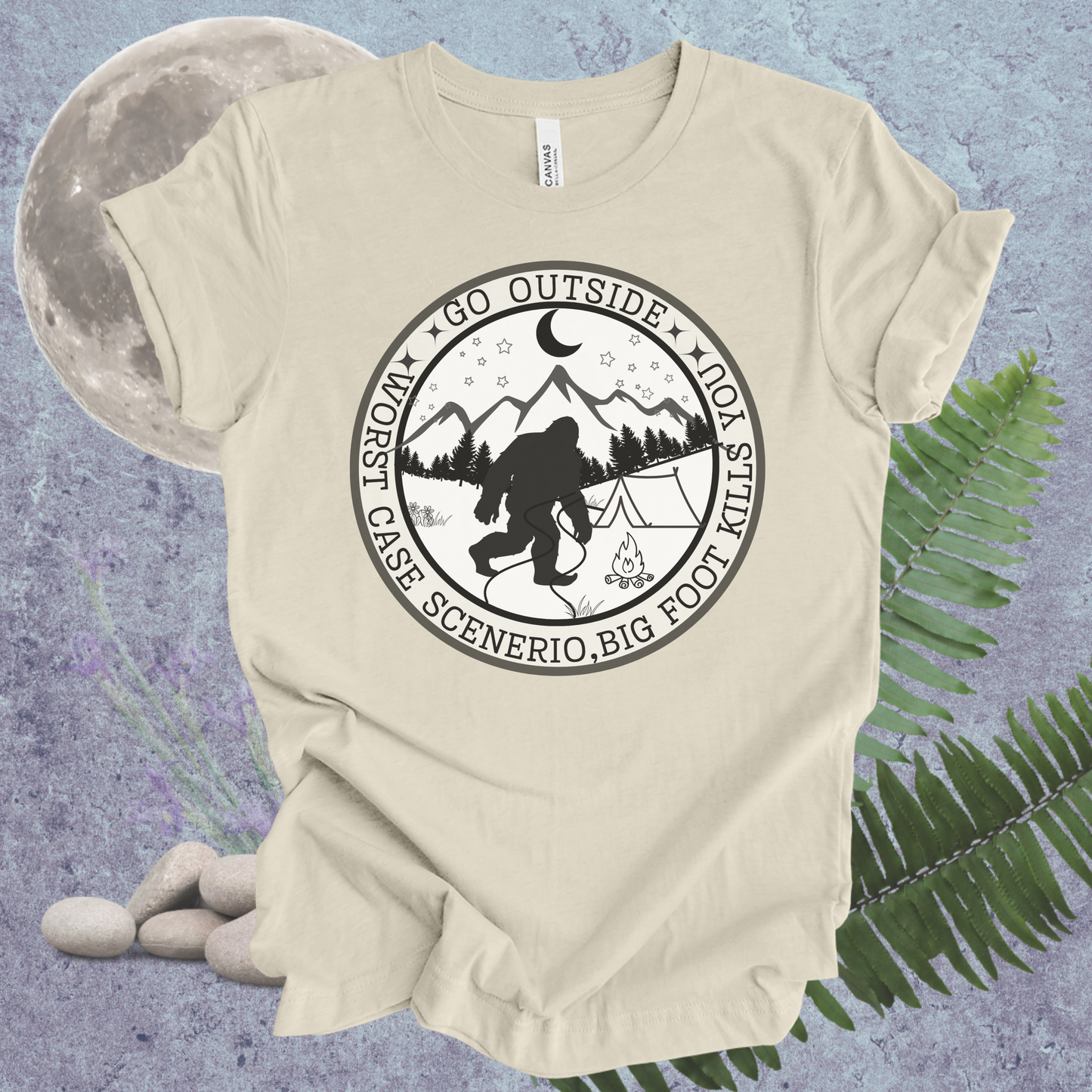 Funny Bigfoot Unisex Tee - Go Outside, Worse Case Scenerio Design