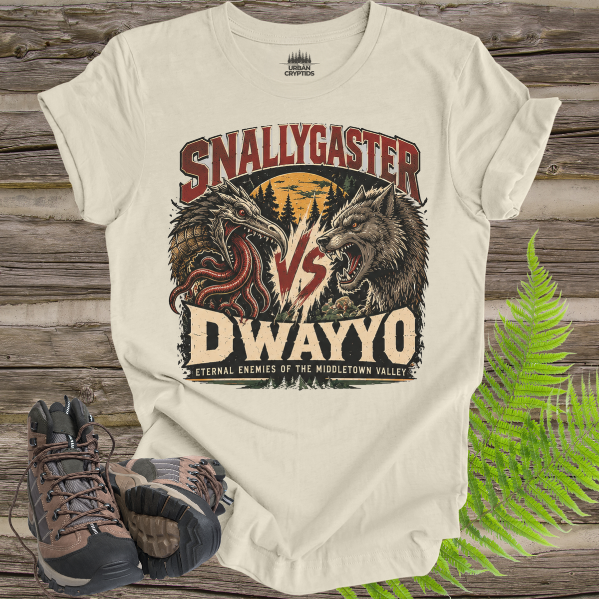 Maryland's Oldest Rivalry T-Shirt – Snallygaster vs. Dwayyo Cryptid Tee