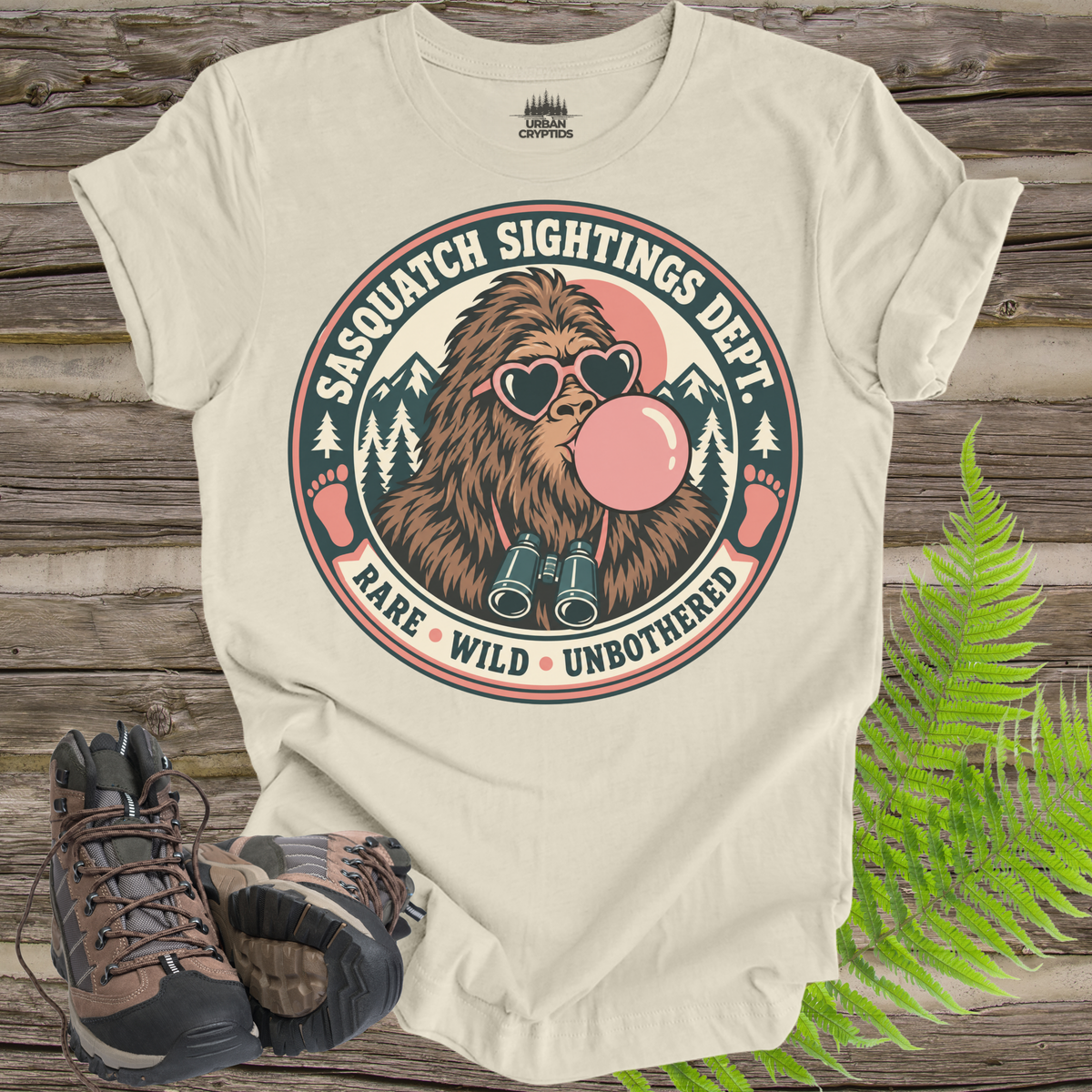 Sasquatch Sightings Department T-Shirt – Funny Bubblegum Bigfoot Graphic Tee