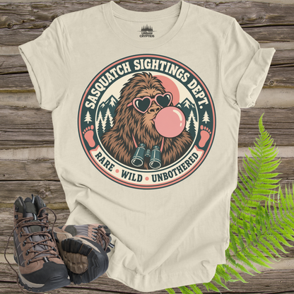 Sasquatch Sightings Department T-Shirt – Funny Bubblegum Bigfoot Graphic Tee