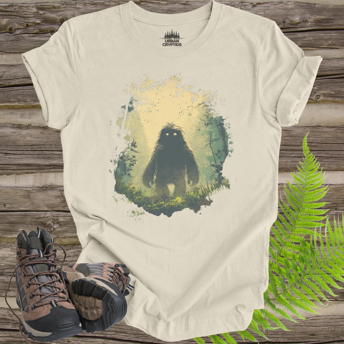 Mysterious Bigfoot Forest Shirt – Moody Sasquatch Glow Eyes Tee, Cryptid Aesthetic Shirt, Vintage Paranormal Art Tee