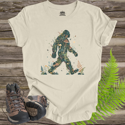 Mushroom Bigfoot Nature Silhouette Sasquatch T-Shirt