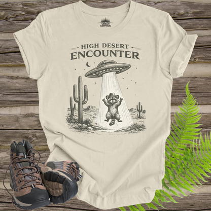 High Desert Encounter T-Shirt – Vintage UFO Raccoon Abduction Tee