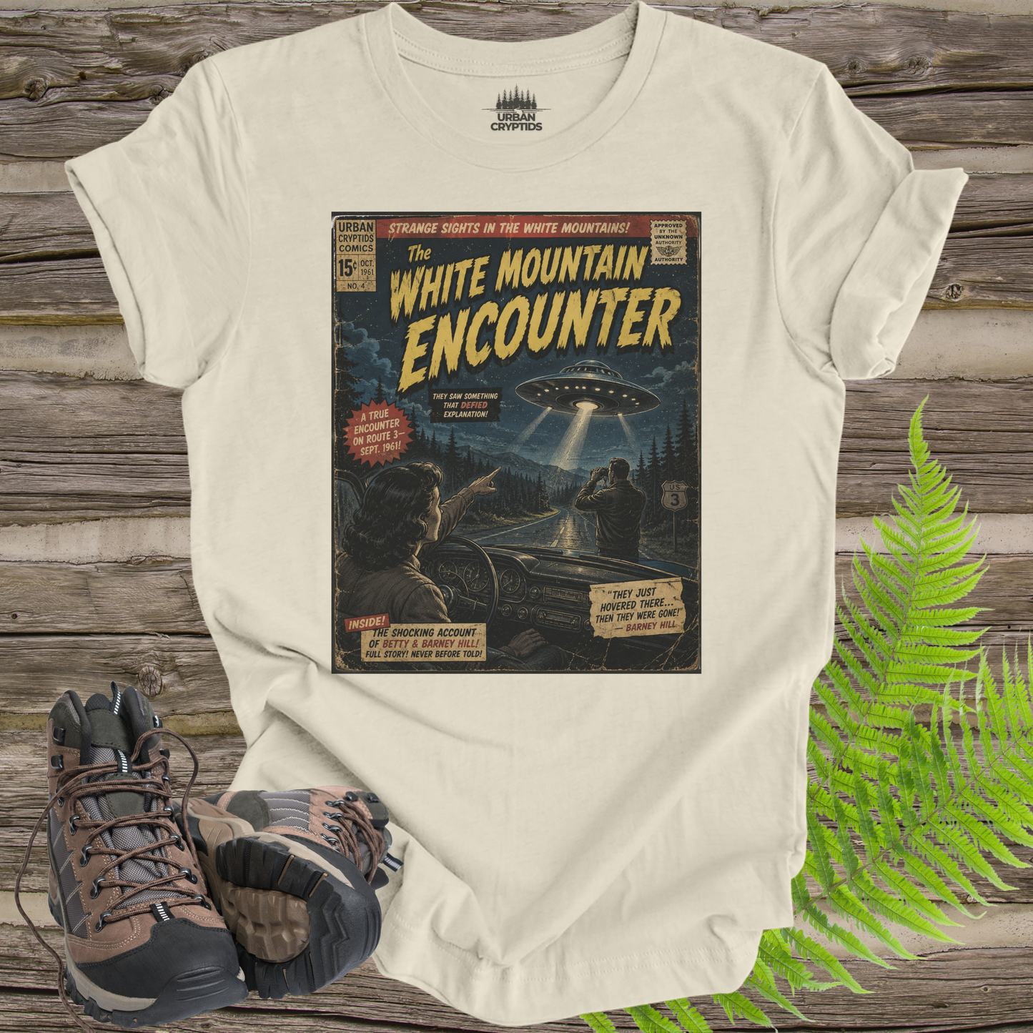 White Mountain Encounter Comic Tee | Betty & Barney Hill UFO Shirt | Vintage Sci-Fi Comic Cover | 1961 New Hampshire Alien Encounter