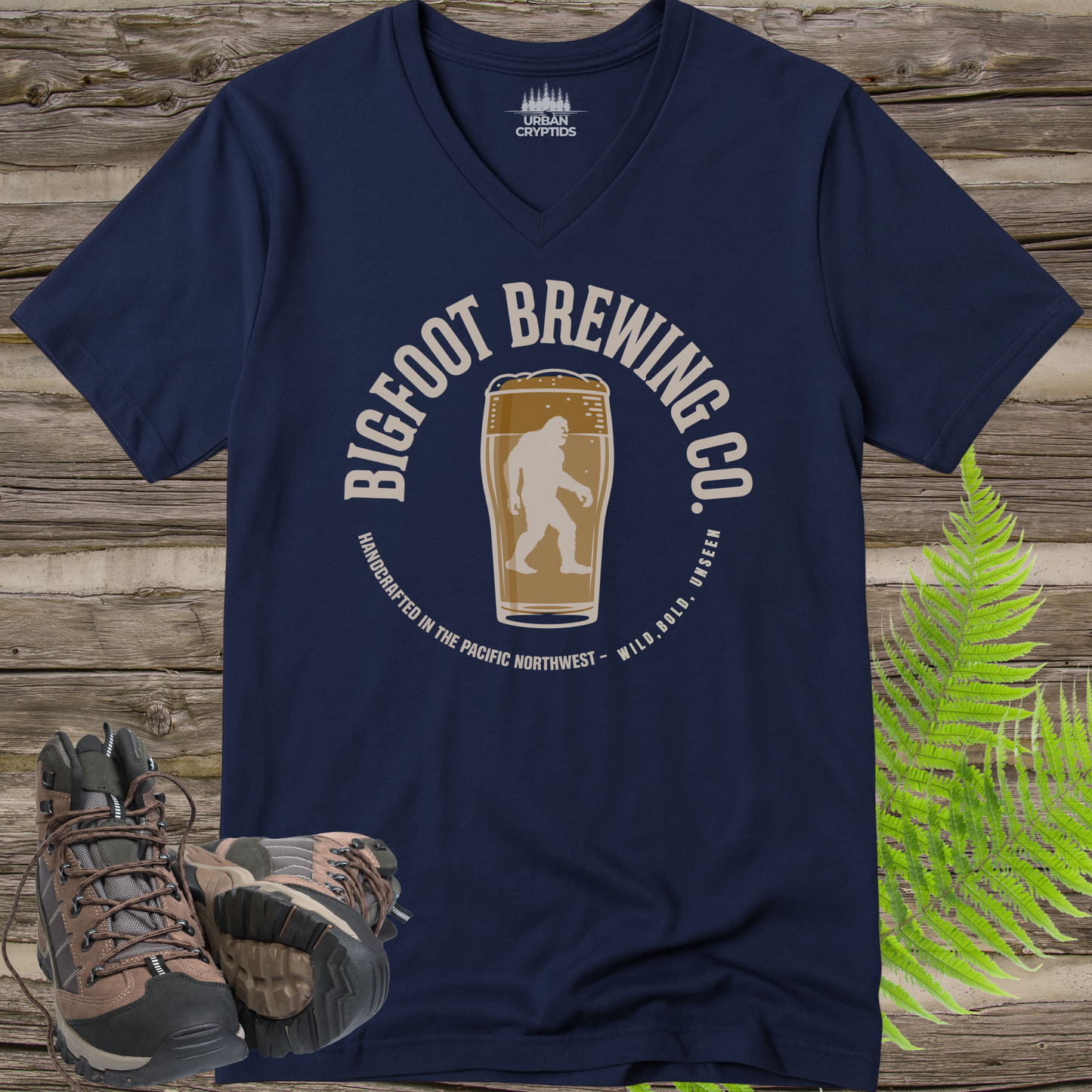Bigfoot Brewing Co. V-Neck – Pacific Northwest Beer Lover Cryptid Tee