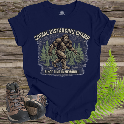 Social Distancing Champ | Funny Bigfoot Vintage T-Shirt