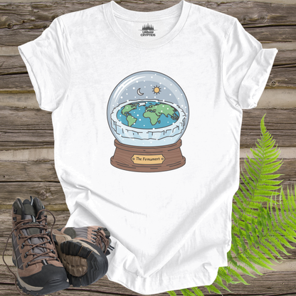 The Firmament Flat Earth Snow Globe Shirt – Genesis-Inspired Satire Graphic Tee