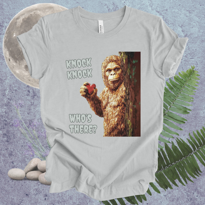 Funny Bigfoot Unisex Tee - 'Knock Knock, Who's There?'