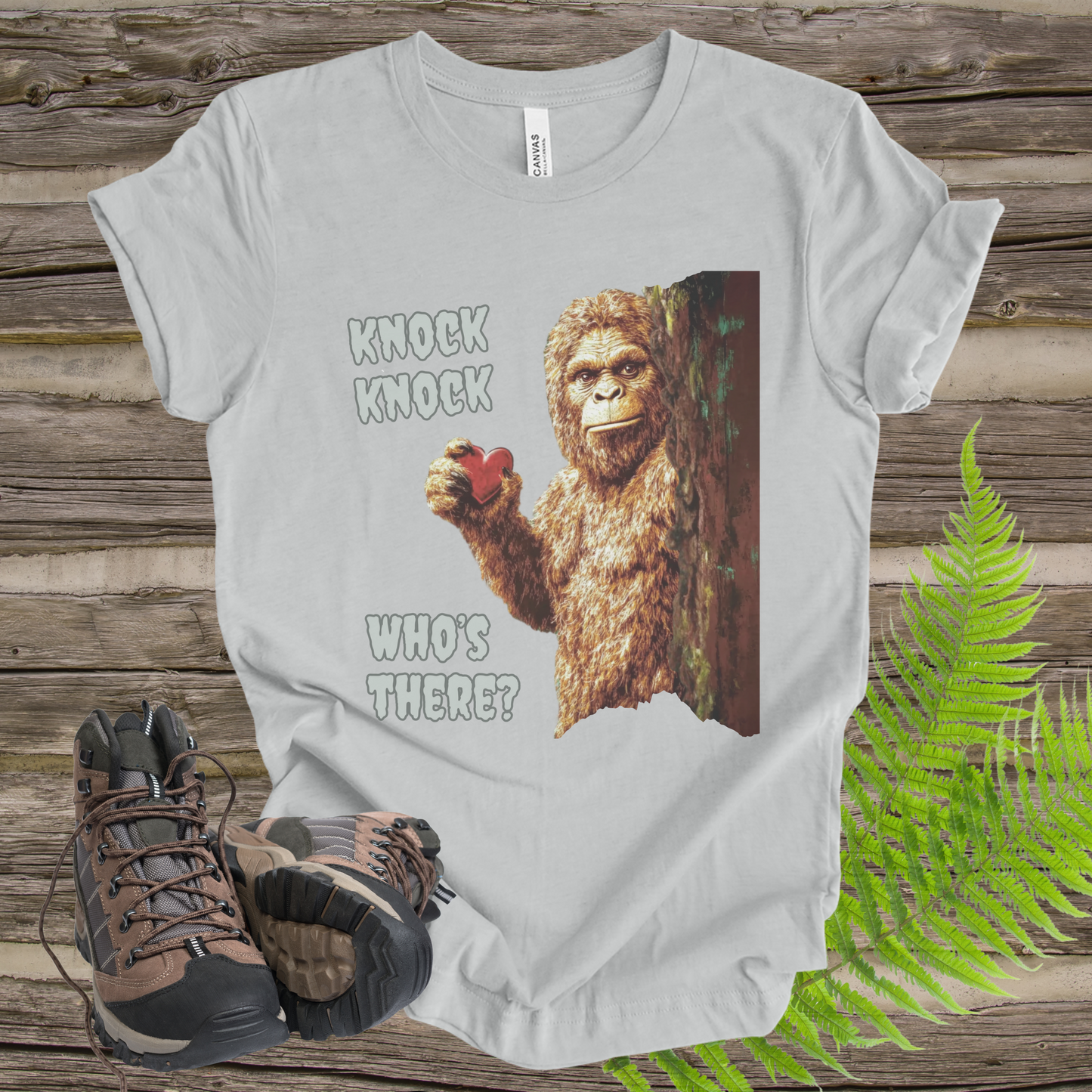 Funny Bigfoot Unisex Tee - 'Knock Knock, Who's There?'