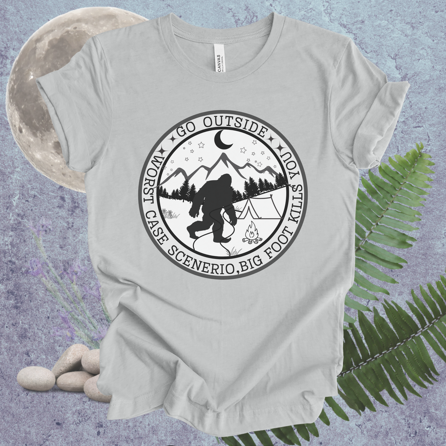 Funny Bigfoot Unisex Tee - Go Outside, Worse Case Scenerio Design