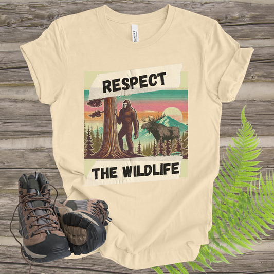 Wildlife Respect Tee - Unisex T-Shirt with Bigfoot and Moose