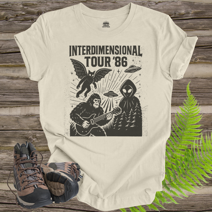 Cryptid Tour Unisex Tee - Interdimensional Tour '86 UFO Bigfoot Flatwoods Monster Mothman