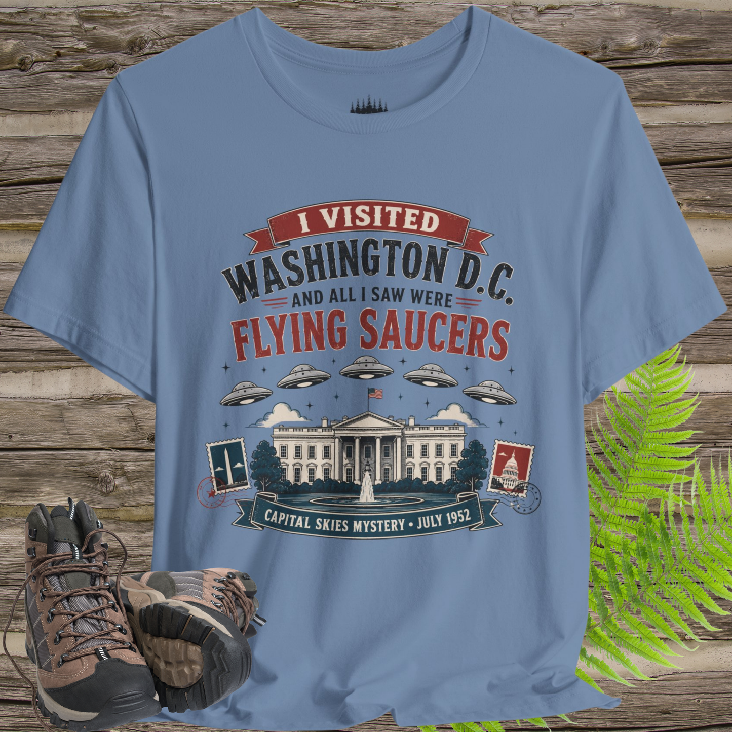 I Visited Washington D.C. UFO T-Shirt – Funny Flying Saucer Souvenir