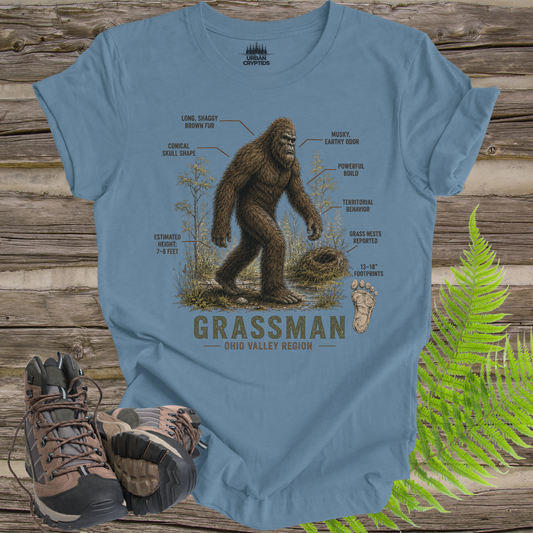 Ohio Grassman Tee | Hominid Series Cryptid Field Guide Shirt