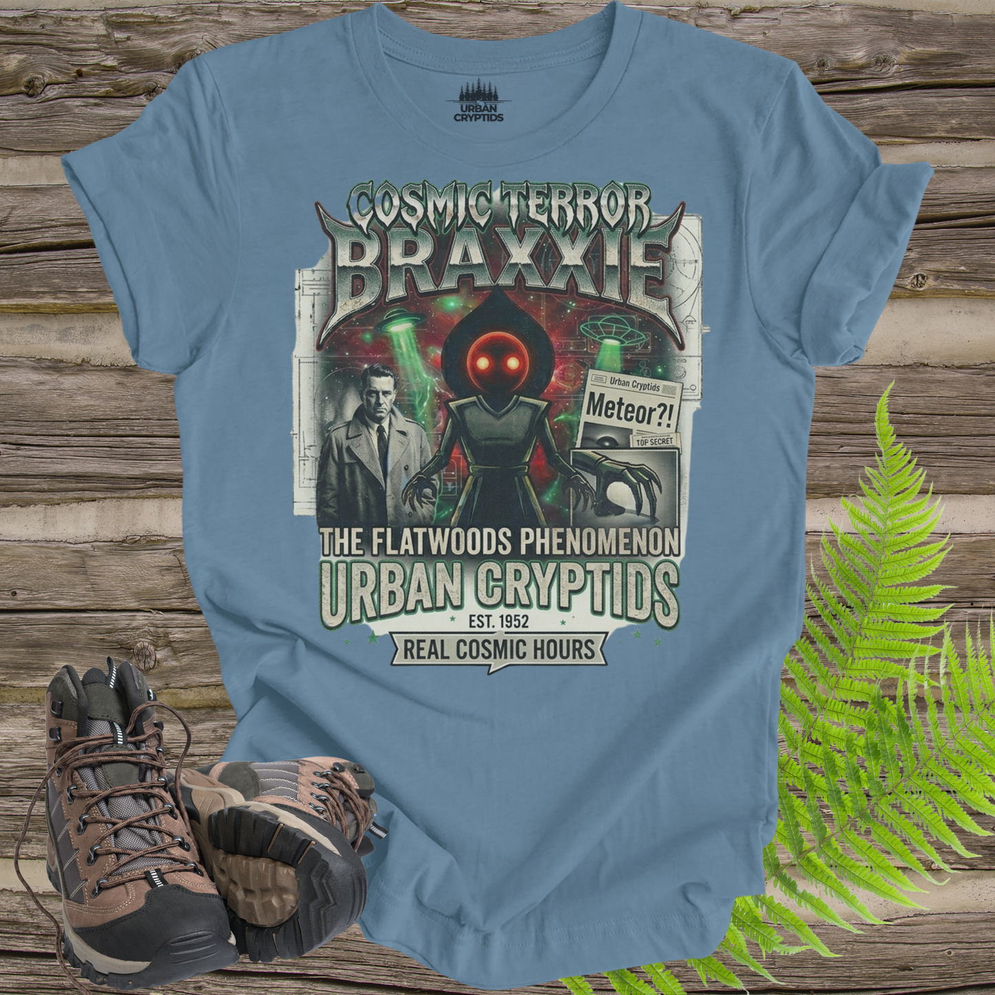 Cosmic Terror Braxxie | The Flatwoods Phenomenon Retro Cryptid T-Shirt