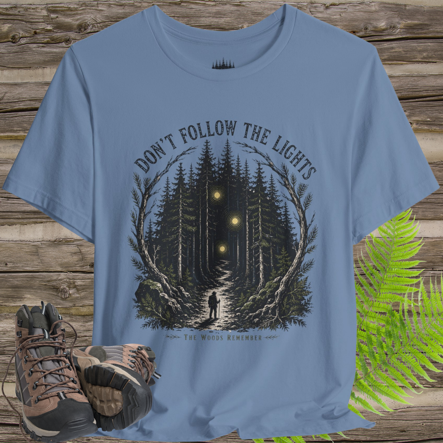 Don’t Follow the Lights T-Shirt – Mysterious Forest Ghost Lights
