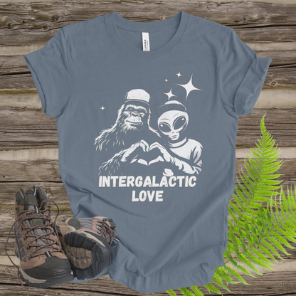 T-Shirt Intergalactic Sasquatch Alien Love Heart Hands Tee