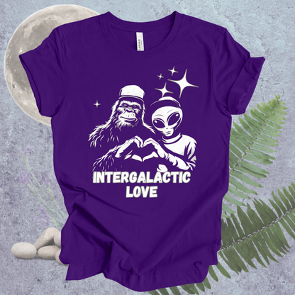 T-Shirt Intergalactic Sasquatch Alien Love Heart Hands Tee