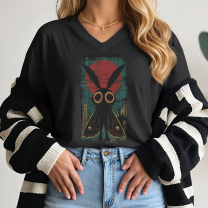 Mothman Vintage Poster V-Neck | Cryptid Graphic Tee – Urban Cryptids