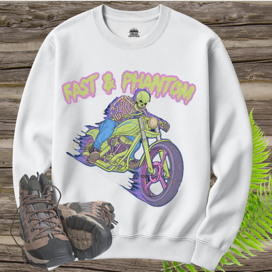 Fast & Phantom Ghost Rider Sweatshirt – Paranormal Cryptid Biker Crewneck