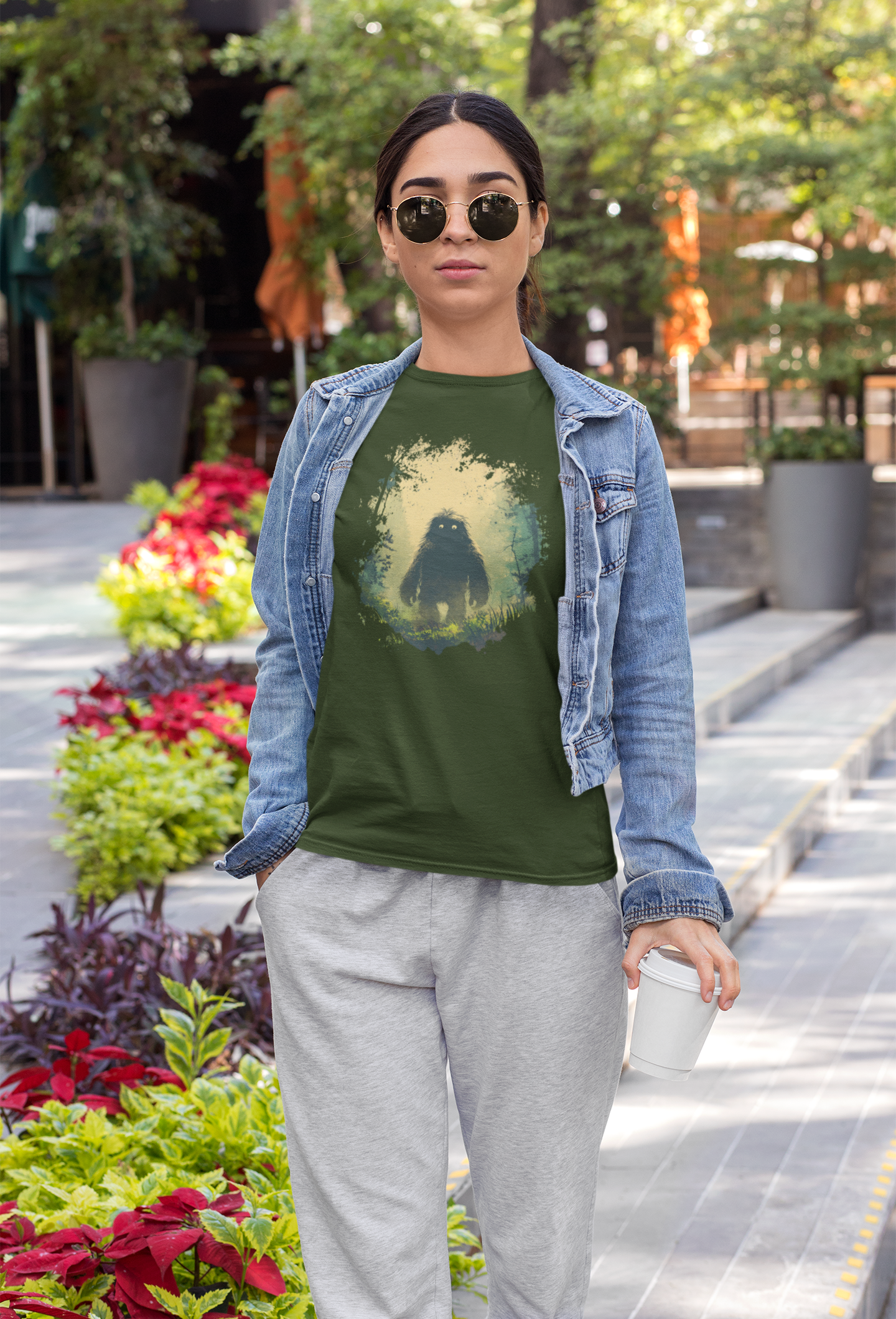 Mysterious Bigfoot Forest Shirt – Moody Sasquatch Glow Eyes Tee, Cryptid Aesthetic Shirt, Vintage Paranormal Art Tee